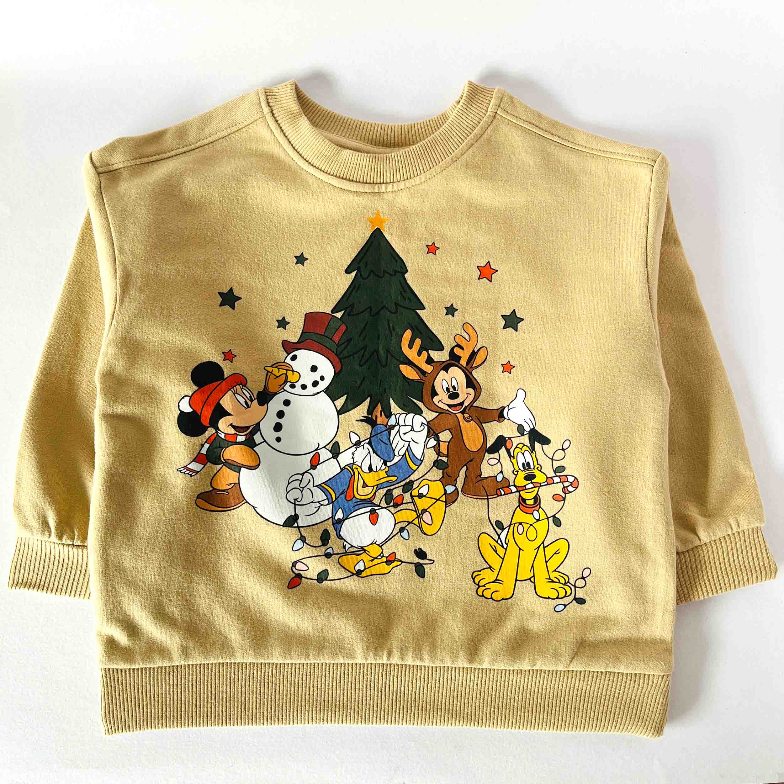 Kids Mickey Mouse Christmas print cotton sweatshirt with round neck and long sleeve design