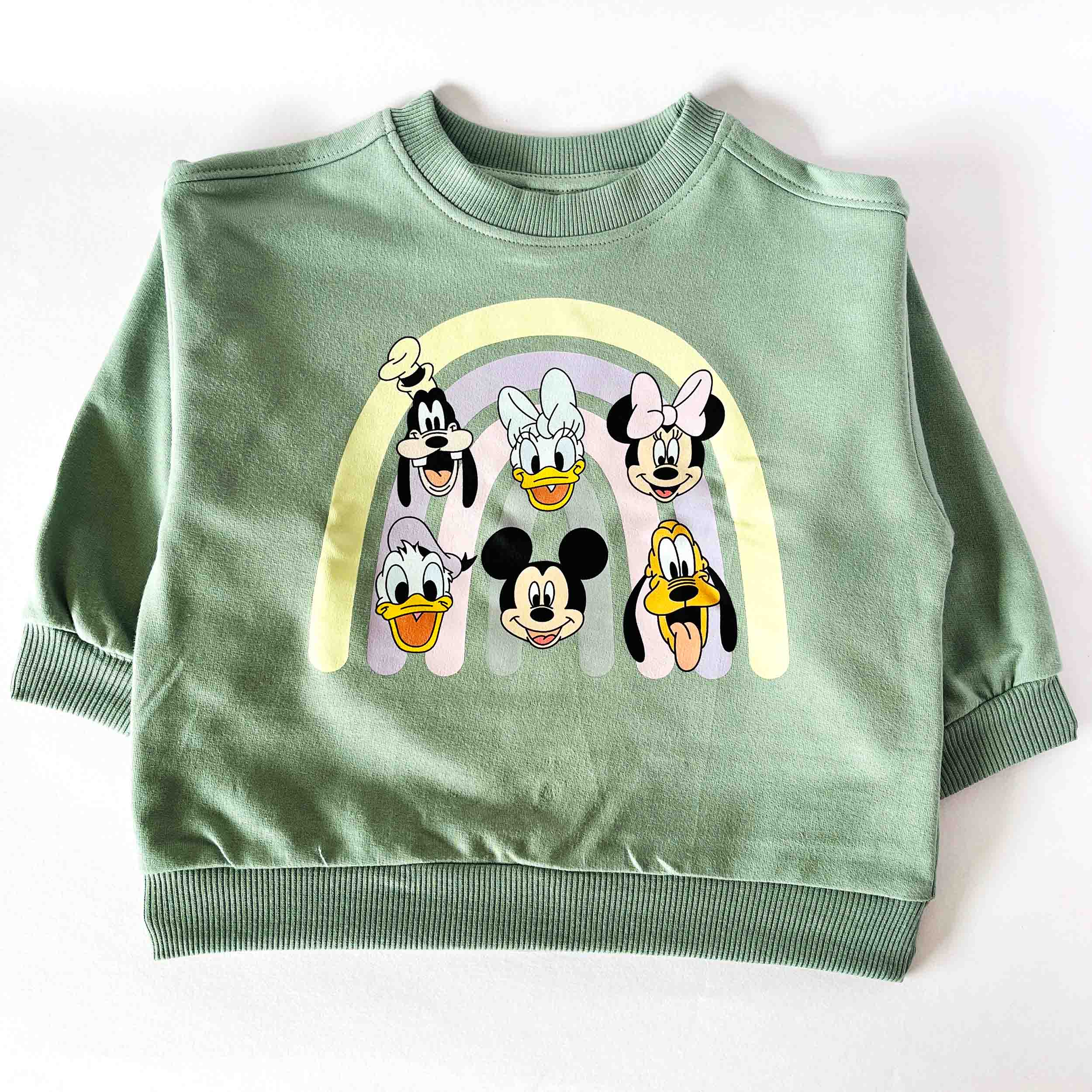 Kids cotton sweatshirt with Mickey Universe print and round neck long sleeve style
