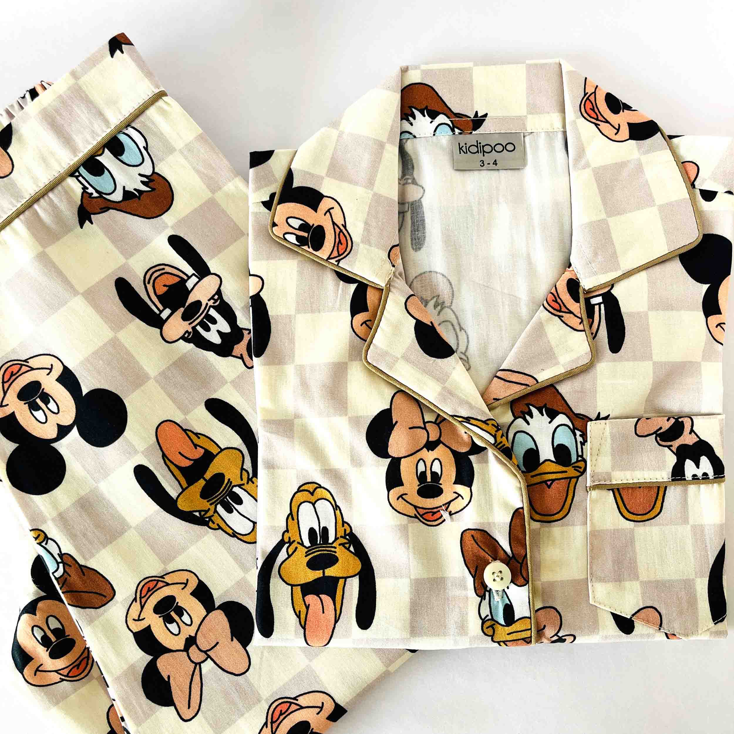 Kids Mickey and Friends printed cotton night suit with half sleeve shirt and matching elastic waist pants breathable comfortable sleepwear for boys and girls