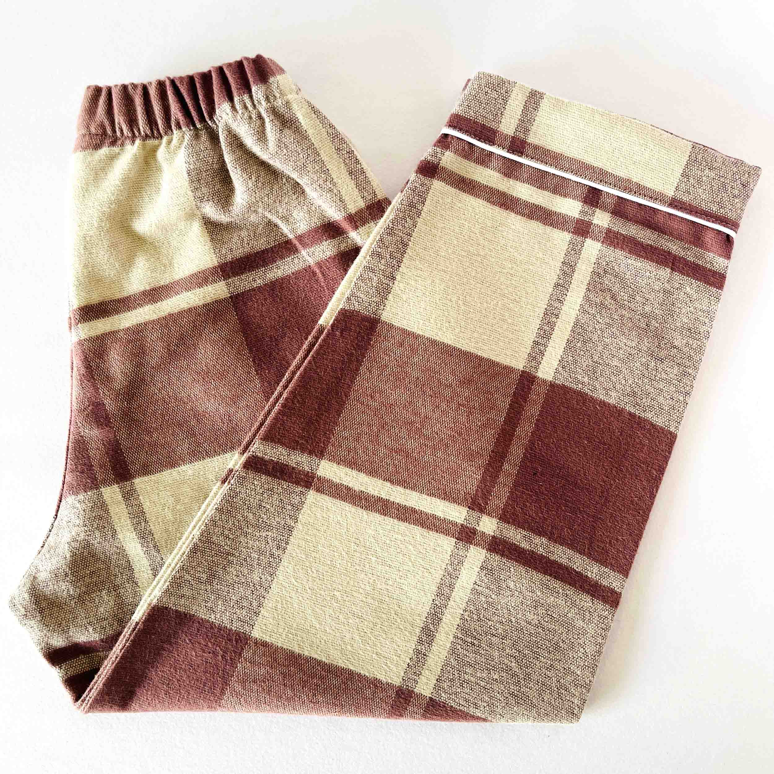 Kids pastel pink checkered flannel pajama elastic waist cotton nightwear bottom