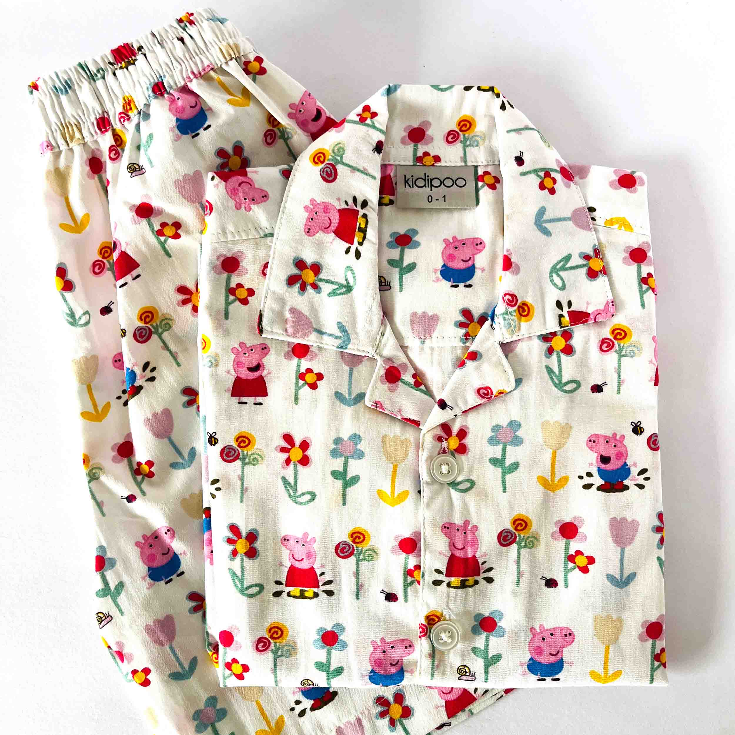 Kids white Peppa Pig and floral print coord set shirt and shorts cotton summer outfit