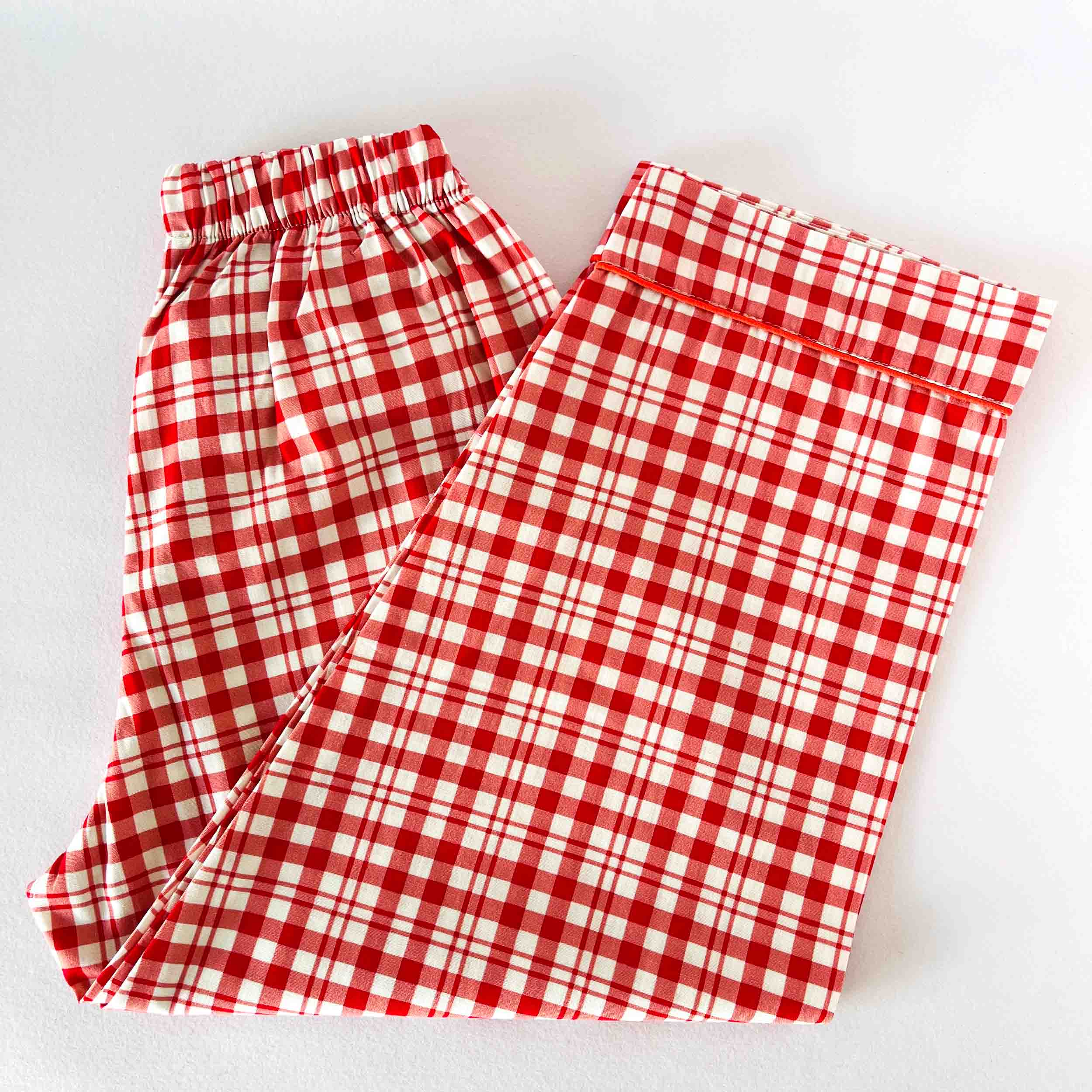 Kids red checkered pajama elastic waist cotton nightwear bottom comfortable sleepwear set