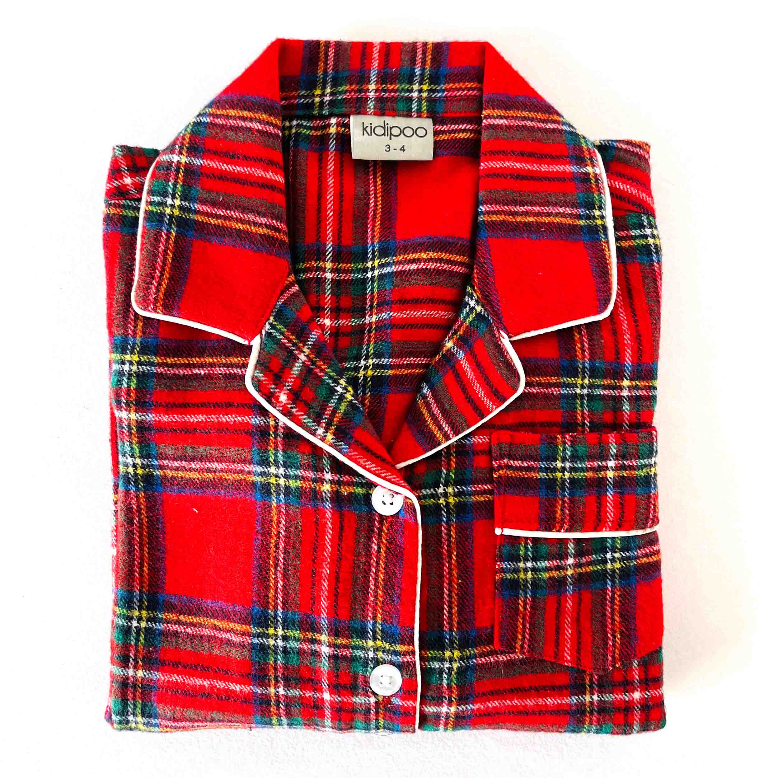 Kids red flannel checkered cotton full sleeve shirt soft warm winter nightwear Shirt for boys and girls