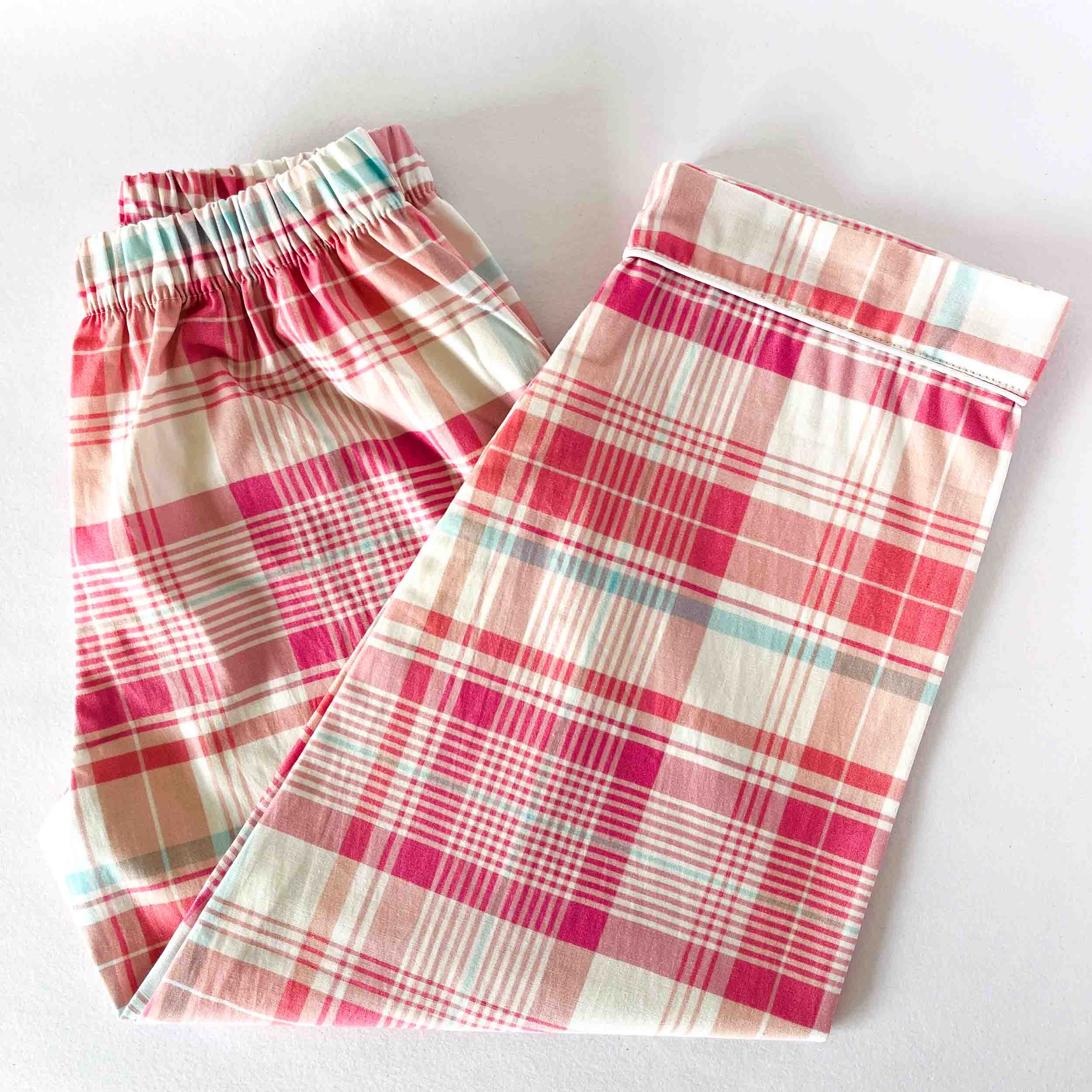 Kids cotton pajama with multicolor check pattern and comfortable elastic waistband