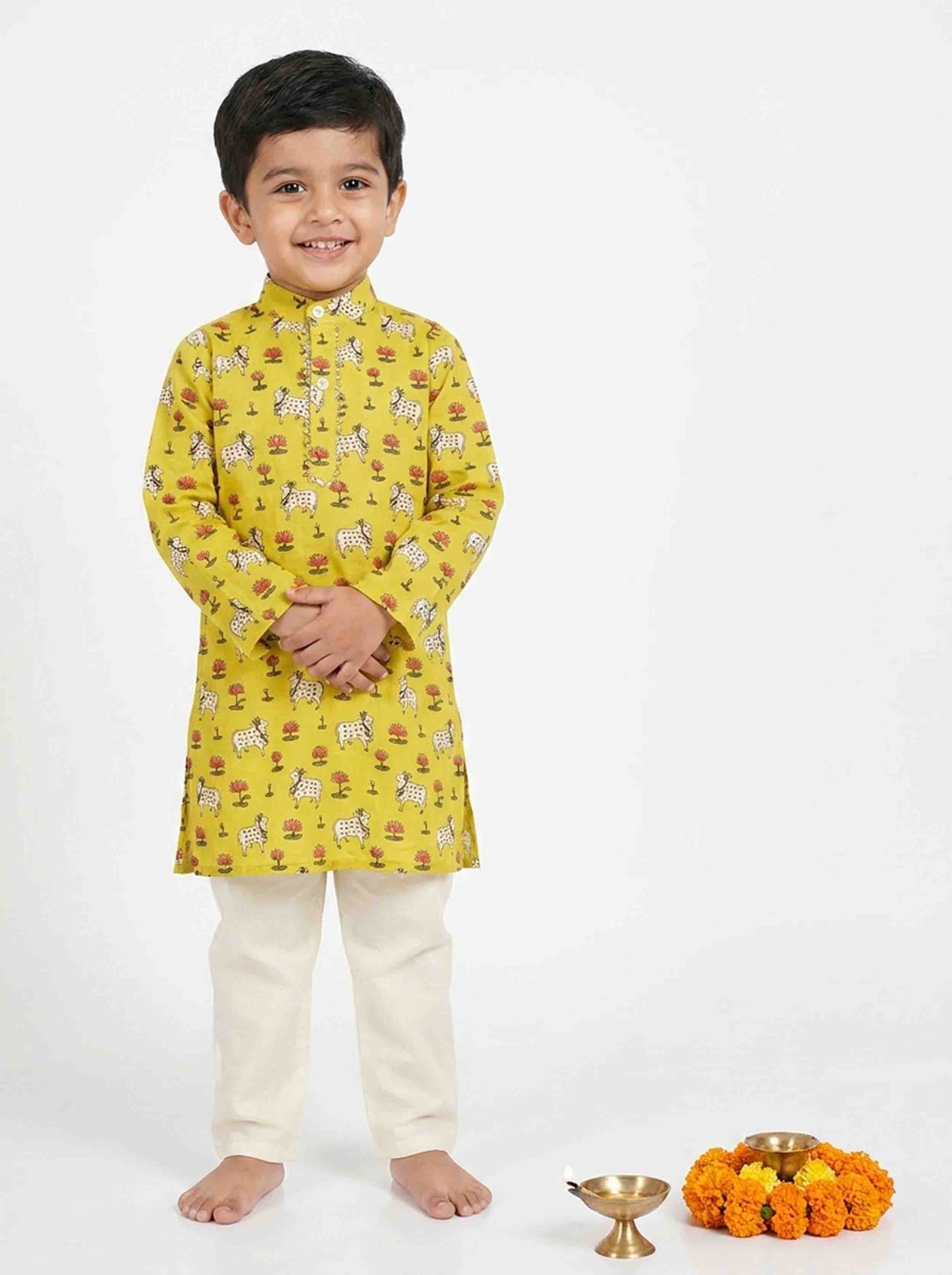 Green Pichwai Kurta Pajama