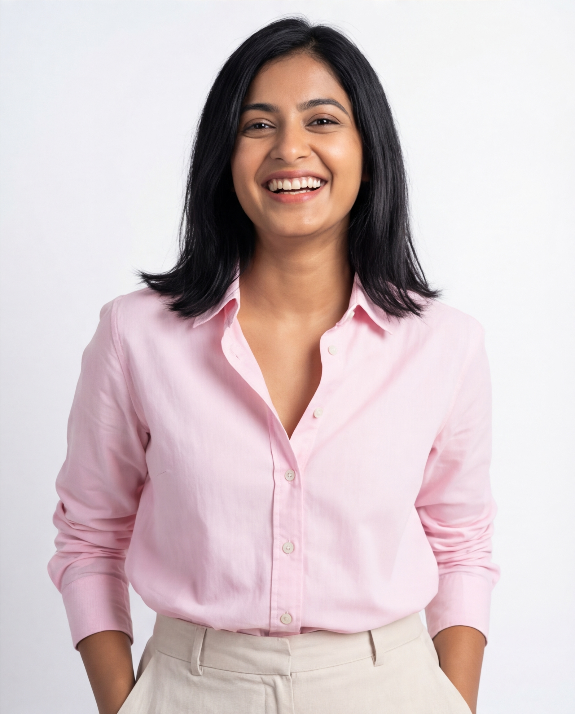 Pink Cotton Linen Womens Shirt