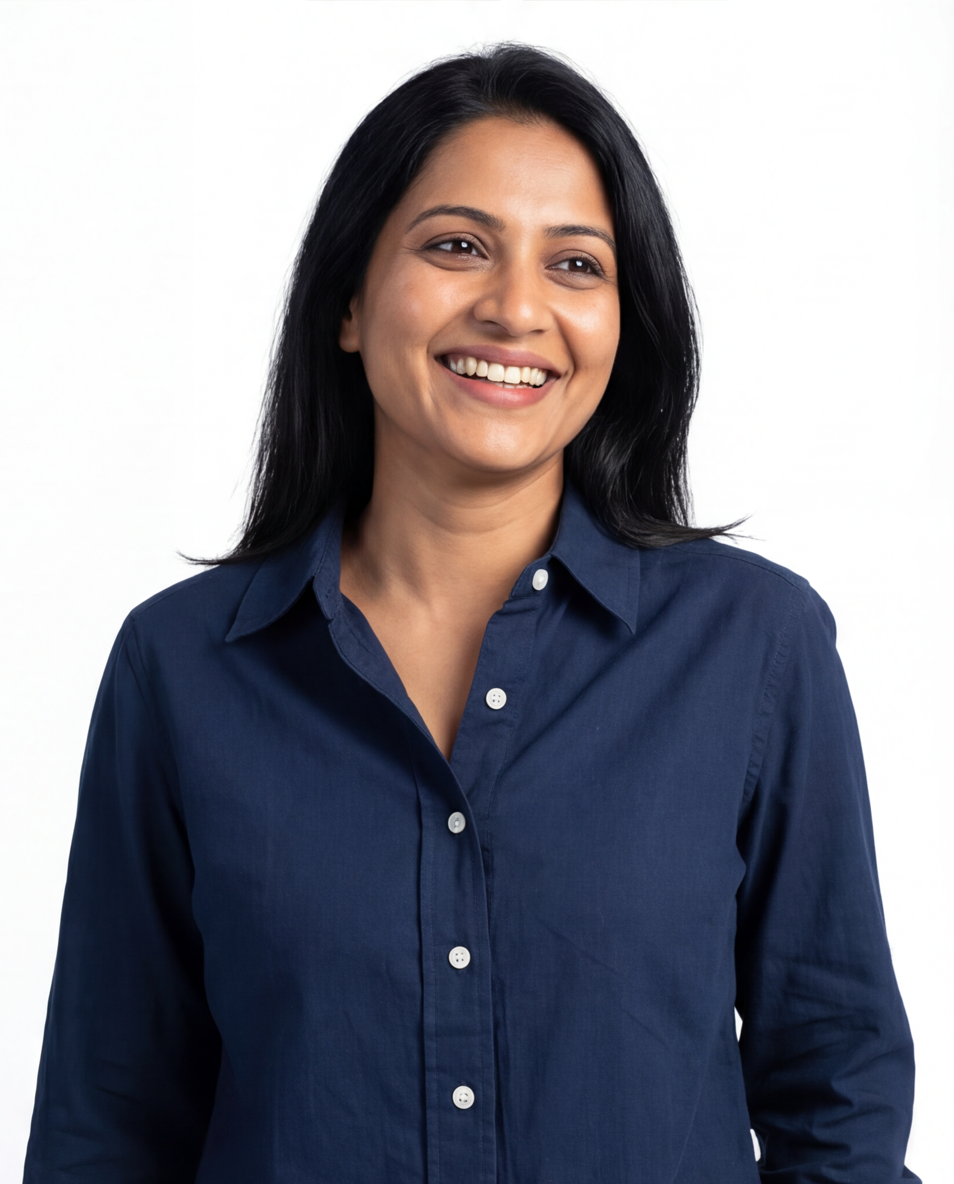 Dark Blue Cotton Linen Womens Shirt